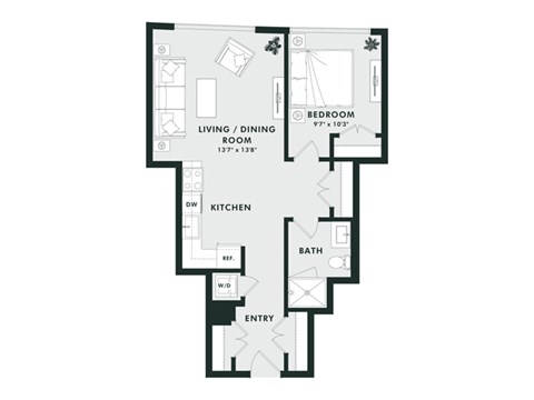 A black and white image of a floor plan for a home.